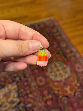 Cute Neon Candy Corn Ghost Pendant Charm - Orange, Yellow, white/Pink